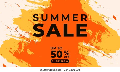 SUMMER SALE OFFERS AND PROMOTION 50 PERCENT OFF. TEMPLATE BANNER DESIGN.COLORFUL FLAT BACKGROUND VECTOR. GOOD FOR SOCIAL MEDIA POST, COVER , POSTER 