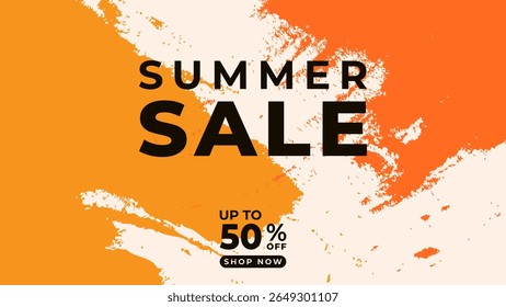 SUMMER SALE OFFERS AND PROMOTION 50 PERCENT OFF. TEMPLATE BANNER DESIGN.COLORFUL FLAT BACKGROUND VECTOR. GOOD FOR SOCIAL MEDIA POST, COVER , POSTER 
