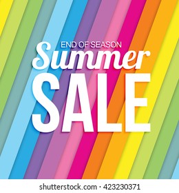 Summer Sale On Colorful Striped Seamless Background.