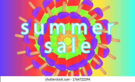summer sale on an ice cream background