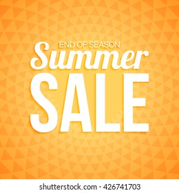 Summer sale on orange triangle background.