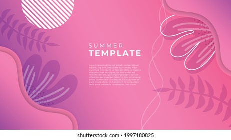 Summer sale organic flat floral template for social media post or stories flyer. Summer banner with colorful floral decoration