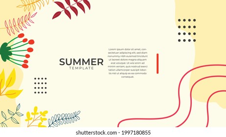 Summer sale organic flat floral template for social media post or stories flyer. Summer banner with colorful floral decoration