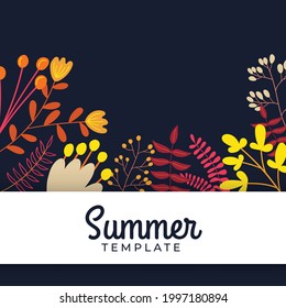 Summer sale organic flat floral template for social media post or stories flyer. Summer banner with colorful floral decoration