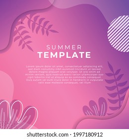 Summer sale organic flat floral template for social media post or stories flyer. Summer banner with colorful floral decoration