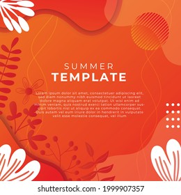 Summer sale organic flat floral template for social media post or stories flyer. Summer banner with colorful floral decoration