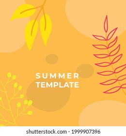 Summer sale organic flat floral template for social media post or stories flyer. Summer banner with colorful floral decoration