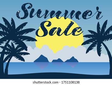 Summer sale over summer tropical background