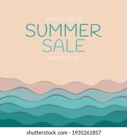 Summer Sale paper Cut Template Background. Special offer vector illustration EPS10
