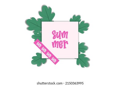 Summer Sale Paper And Green Leaf 