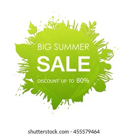Summer sale placard template on green floral background