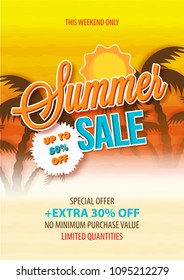 Summer sale, poster, banner or flyer design.