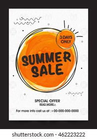 Summer Sale Poster, Sale Banner, Sale Flyer, 3 Days Only, Special Offer Sale, Vector illustration.