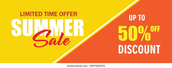 Summer sale poster banner for promotion template Design. Summer sale 50% off, Limited time offer. Vector illustration