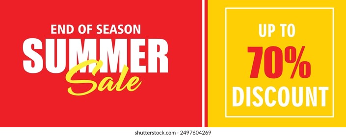 Summer sale poster banner template Design for promotion. Summer sale 70% off end of season special offer, Vector illustration