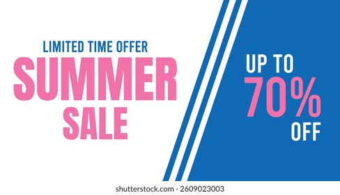 Summer Sale Poster For Banners, Up To 70 Percent Off, Wallpaper, Flyers, Invitation, Posters, Brochure, Voucher Discount. Vector Illustration Template.