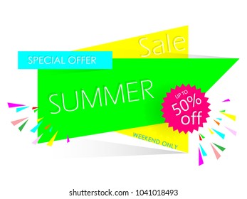 Summer Sale poster , banner,special offer ,shop now, up to 50% off,paper cut Vector illustration eps10.