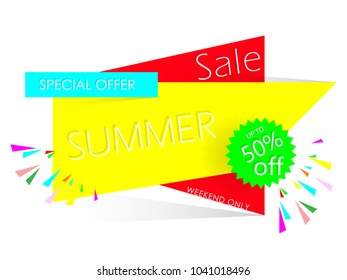 Summer Sale poster , banner,special offer ,shop now, up to 50% off,paper cut Vector illustration eps10.