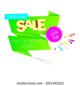Summer Sale poster , banner,special offer ,shop now, up to 50% off,paper cut Vector illustration eps10.