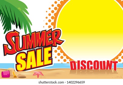 Summer sale poster beach background