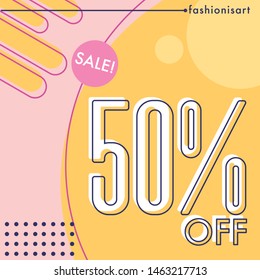 Summer sale poster design template with simple background. Vector poster with tropical leaves and text Summer Sale. Summer Sale banner with leaves for social media. Sale banner template design.
