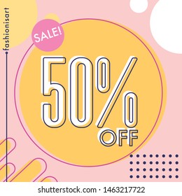 Summer sale poster design template with simple background. Vector poster with tropical leaves and text Summer Sale. Summer Sale banner with leaves for social media. Sale banner template design.