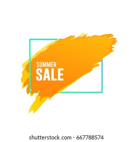 Summer sale poster with grunge brush background vector illustration