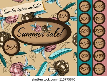 Summer sale poster with seamless texture. Vector illustration EPS10