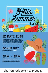 summer sale poster template treats flat style vector download