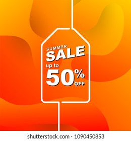 summer sale poster with vibrant color and  fluid shape. Summer holiday concept background illustration. Marketplace banner template.