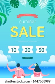 Summer sale Poster, Web Banner, Pop-Up, banner template design. seasonal discount vector Illustration. - Shutterstock ID 1447658999
