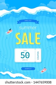 Summer sale Poster, Web Banner, Pop-Up, banner template design. seasonal discount vector Illustration.