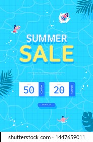 Summer sale Poster, Web Banner, Pop-Up, banner template design. seasonal discount vector Illustration.