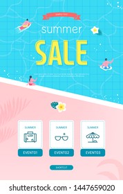 Summer sale Poster, Web Banner, Pop-Up, banner template design. seasonal discount vector Illustration.