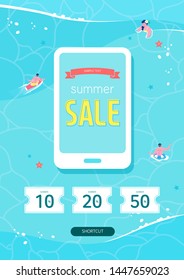 Summer sale Poster, Web Banner, Pop-Up, banner template design. seasonal discount vector Illustration.