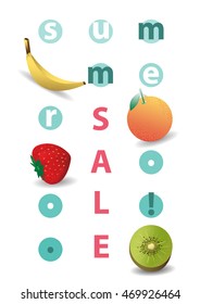 Summer sale. Sale posters. Fruit. Vector illustrations for website and mobile website banners, posters.