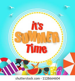 Summer Sale promo web banner. Vector illustration with summer element.