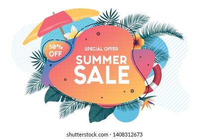 Summer Sale promo web banner. Can be used For Posters, Web Banners, promotion materials. Vector Illustration