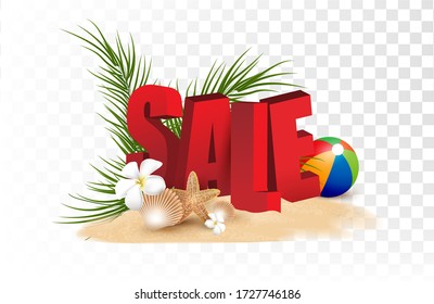 summer sale promotion element shopping,summer promo,holidays on the beach,web banner template background vector 3D style