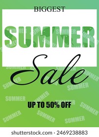 Summer Sale, Promotion Flyer, Shopping, Banner, Advertising Background, Market, Green, Vector Illustration