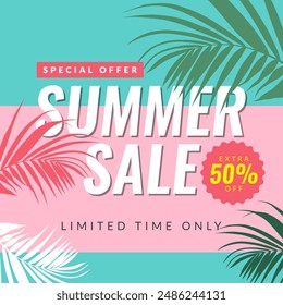 Summer sale promotion social media post banner template Vector illustration