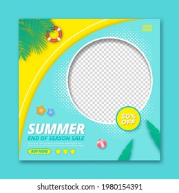 Summer sale promotion square banner template