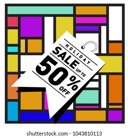 Summer sale retro memphis style web banner. Fashion and travel discount poster. Vector holiday Abstract colorful retro illustration with special offer and promotion.