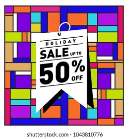 Summer sale retro memphis style web banner. Fashion and travel discount poster. Vector holiday Abstract colorful retro illustration with special offer and promotion.