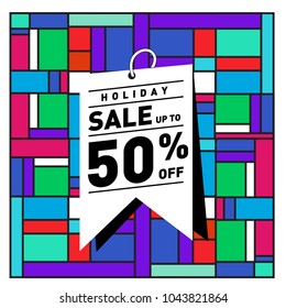 Summer sale retro memphis style web banner. Fashion and travel discount poster. Vector holiday Abstract colorful retro illustration with special offer and promotion.