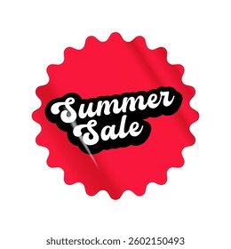 Summer sale round red sticker isolated on white. Price sticker, sale sticker, price tag, retro label, sale or discount sticker, promotional badge set, shopping label png. Summer sale poster and banner