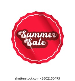 Summer sale round red sticker isolated on white. Price sticker, sale sticker, price tag, retro label, sale or discount sticker, promotional badge set, shopping label png. Summer sale poster and banner