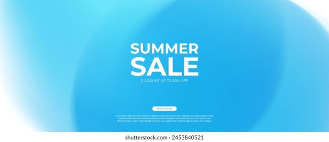 Sommerschlussverkauf. Sommer Saison kommerzieller Hintergrund mit leuchtend unscharfen blauen Farbverlauf für saisonale Shopping-Promotion und Verkauf Werbung. Vektorillustration.