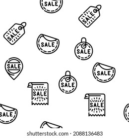 Summer Sale And Season Discount Vector Seamless Pattern Thin Line Illustration