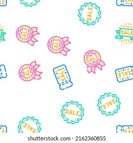 Summer Sale And Season Discount Vector Seamless Pattern Color Line Illustration